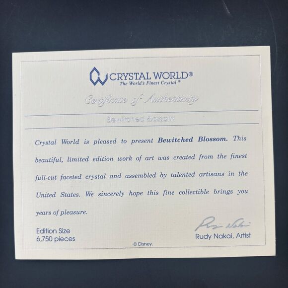 Disney Beauty Beast Bewitched Blossom Figurine Crystal World Signed Numbered - Picture 2 of 8